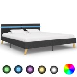 Cumpara ieftin Cadru pat cu LED-uri, gri &icirc;nchis, 180x200 cm, material textil