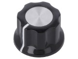 Buton rotativ cu flanșă plastic neagră 6,35mm