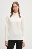 United Colors of Benetton pulover din amestec de l&acirc;nă culoarea bej, light, cu guler, 1035D2551