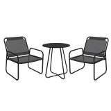 Outsunny Set de gradina 3 piese, salon de gradina, 2 scaune 1 masa rotunda, otel si tesatura mesh, gri | Aosom Romania