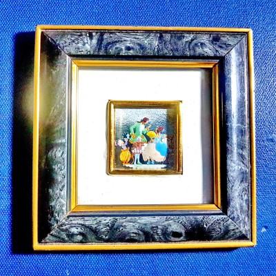 E452-Tablou miniatura FAMILIE ARISTOCRATA foita argint colorat si aurit. foto