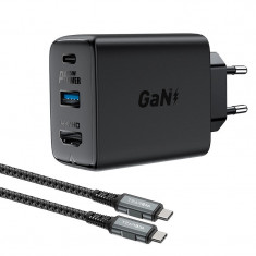 GaN A17 65W USB-C/USB-A încărcător HDMI HDMI 4K 60Hz kit adaptor cu cablu - negru Acefast