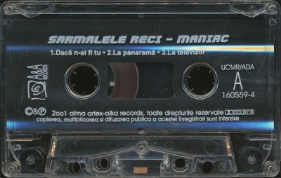 Casetă audio Sarmalele Reci - Maniac, originală, fără copertă foto
