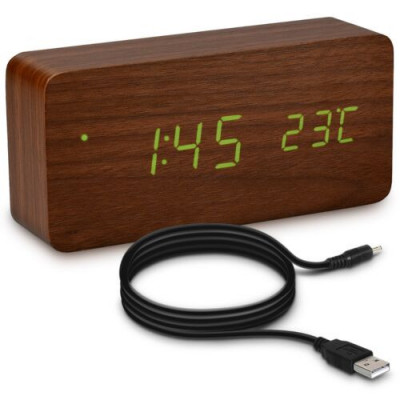 Ceas digital din lemn cu alarma, umiditate, temperatura, 40800 foto