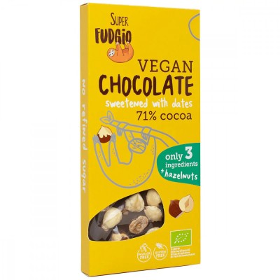 Ciocolata cu alune de padure si curmale, bio, 100g, Super Fudgio foto