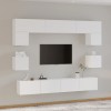 Set dulap TV, 8 piese, alb, lemn prelucrat