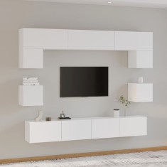 vidaXL Set dulap TV, 8 piese, alb, lemn prelucrat foto
