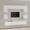 Gossi set dulap tv, 8 piese, alb, lemn prelucrat