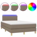 Cumpara ieftin Pat cu arcuri, saltea si LED, gri taupe, 120x200 cm, textil