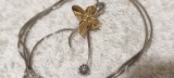 argint MEDALION FLOARE poleita cu aur SPLENDID ornata cu ZIRCONIU pe Lant argint