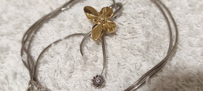 argint MEDALION FLOARE poleita cu aur SPLENDID ornata cu ZIRCONIU pe Lant argint foto