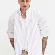 Hollister Co. camasa barbati, culoarea alb, cu guler button-down, regular