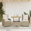 VidaXL Set bistro cu perne, 3 piese, bej, poliratan 3262774