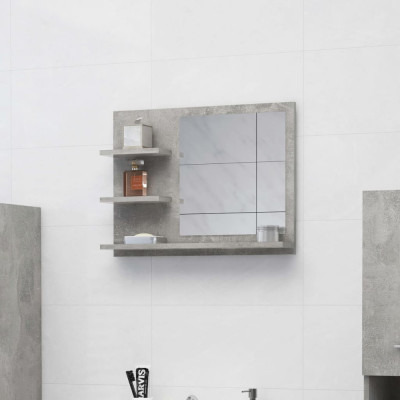 Oglindă de baie, gri beton, 60x10,5x45 cm, PAL foto