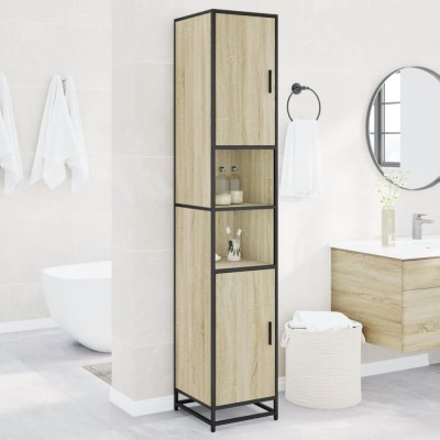 vidaXL Dulap baie stejar sonoma 35x37,5x188,5 cm lemn prelucrat/metal 3300881 foto