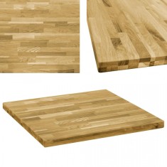 vidaXL Blat de masa, lemn masiv de stejar, patrat, 44 mm, 80x80 cm foto