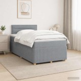 Cumpara ieftin Pat boxspring cu saltea Gri deschis 120 x 200 cm Tesatura