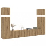 VidaXL Set dulap TV 8 piese montat pe perete Stejar artizanal