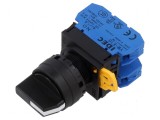 Comutator rotativ negru 22mm cu 1 NO x2