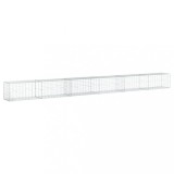 Cumpara ieftin Cos gabion cu capac, argintiu, 600x50x50 cm, fier galvanizat