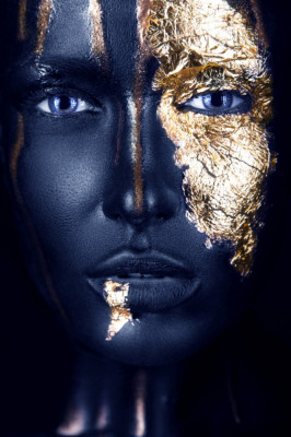Tablou canvas Make-up auriu-blue9, 60 x 90 cm foto