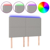 Cumpara ieftin Tablie de pat cu LED, gri deschis, 144x5x118/128 cm, textil
