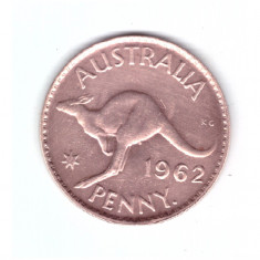 Moneda Australia 1 penny 1962, stare foarte buna, curata