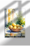 Imprimeu pe p&acirc;nză fără ramă cu natură statică &icirc;n bucătărie, cartofi și bol de lut, format A4, poster de perete mediteranean | A3 (29.7 x 42 cm) - KP-2