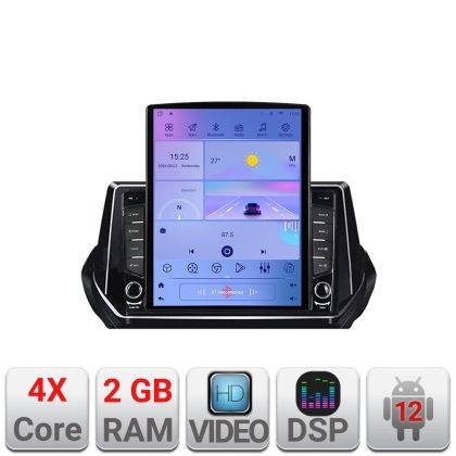 Navigatie Peugeot 2008 2020- Android radio gps internet quad core 2+32 ecran vertical 9.7&quot; Kit-209-2020+EDT-E708 CarStore Technology