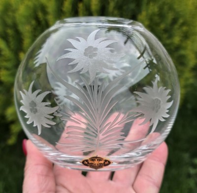 VAZA VINTAGE DIN CRISTAL, KISSLINGER A RATTENBERG, TYROL, MODEL FLOARE DE COLT foto