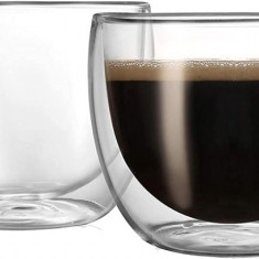 Căni de cafea din sticlă mari de clasă 11,8 oz, cană espresso izolată cu pereți
