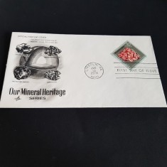 Patrimoniul Mineralelor .Prima Zi de Emisiune 1974.FDC.Vintage Colectibil foto