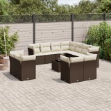 Gossi set canapele de gradina cu perne, 12 piese, maro, poliratan