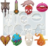 Kit pentru brelocuri de Halloween VERWIN, silicon/metal, alb/argintiu
