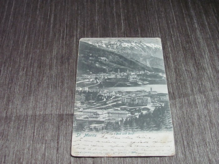 Carte poștală veche Elveția &ndash; St. Moritz, Vedere Panoramică (cel mai probabil din perioada 1900&ndash;1940)