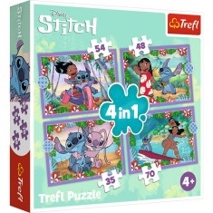 PUZZLE TREFL 4IN1 STITCH ZIUA FERMECATA foto
