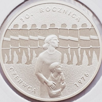 621 Polonia 10 zlote 2006 Polish Road to Freedom &amp;ndash; June 1976 km 598 UNC argint foto