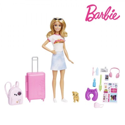 Set Păpușă, Mattel Barbie, Gata de Călătorie, Accesorii Multiple, Multicolor foto