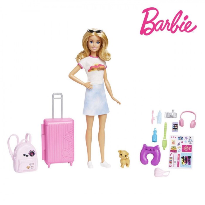 Set Păpușă, Mattel Barbie, Gata de Călătorie, Accesorii Multiple, Multicolor