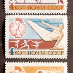 Rusia 1965 sport, gimnastica, ciclism, atletism, serie 3v mnh