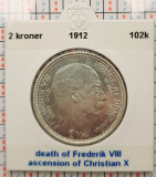 Danemarca 2 kroner 1912 argint - Death of Frederik VIII - km 811 - G011, Europa