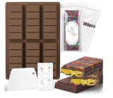 Cumpara ieftin Matrita silicon 6 batoane cacao adanci + racleta, 100 pungi si 40 stickere, alimentara, usor de demoldat -fin