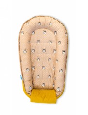 Baby Nest din Bumbac, model galben bufnita