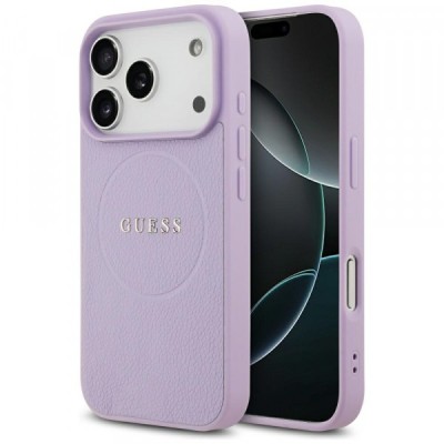 Husa MagSafe pentru Apple iPhone 17 Pro Max, Guess, Grained Gold Ring, Mov foto
