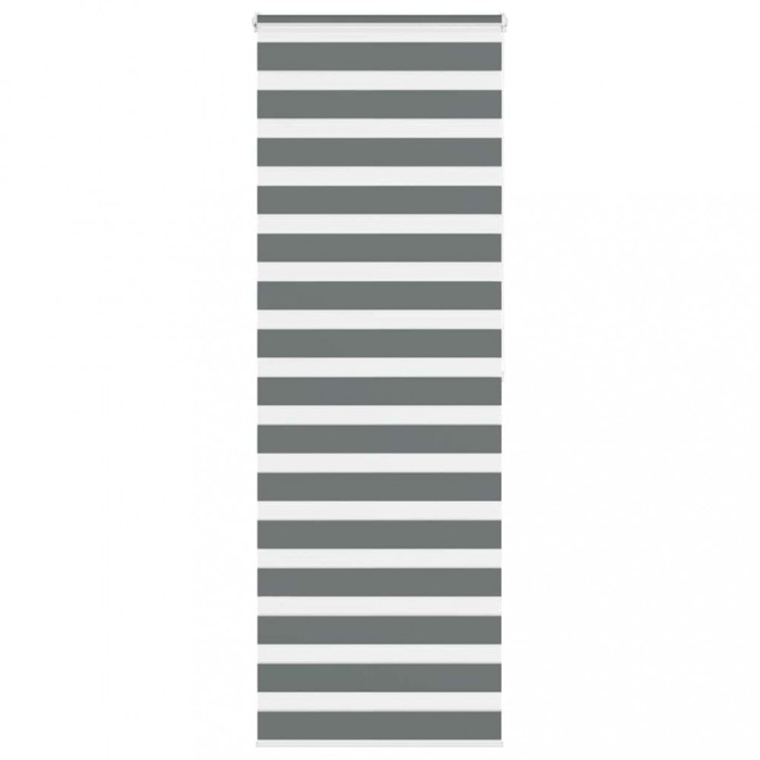 Jaluzea tip zebra gri &icirc;nchis lățime țesătură 85,9 cm poliester