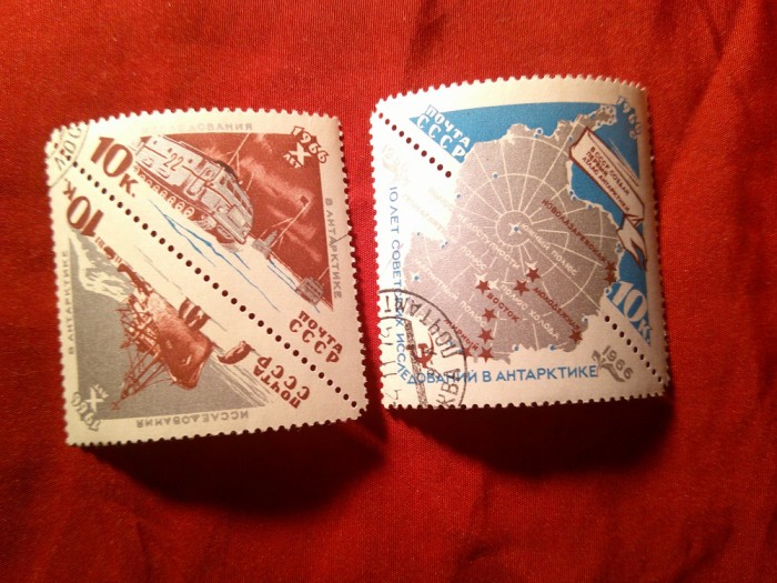 Serie URSS 1966 Exploratori in Antarctica , 3 val. stampilate