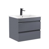 Mască de baie Cube 60 cu chiuvetă ceramică, 2 sertare, gri antracit