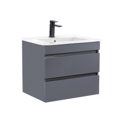 Mască de baie Cube 60 cu chiuvetă ceramică, 2 sertare, gri antracit