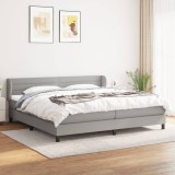 Cumpara ieftin Pat box spring cu saltea, gri deschis, 200x200 cm, textil