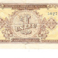 M1 - Bancnota Romania 9 - 1 leu - emisiune 1952